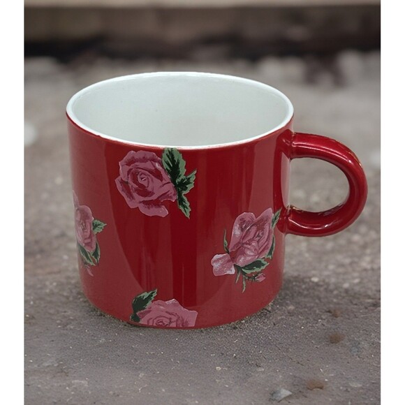 You Are Beautiful 16oz Stoneware Coffee Mug Red Roses Threshold Plant Lover Gift - Picture 1 of 10